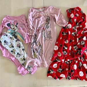 Minnie Mouse and princess pajamas and robe